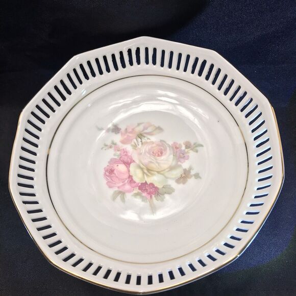 Schwarzenhammer Bavaria West Germany Pedestal Compote Pierced Lace Reticulated - Picture 6 of 12